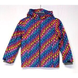 NEW Lands End Kids Hooded Packable Jacket Size 7 Mosaic Tiles ThermoPlum